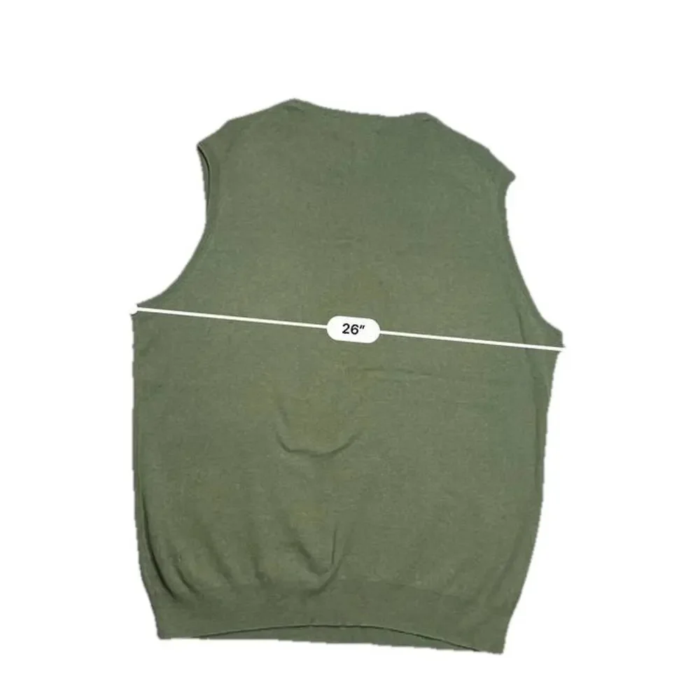 POLO RALPH LAUREN 100% Pima Cotton Sweater Vest‎ Men’s XLT Green V-Neck Red Pony
